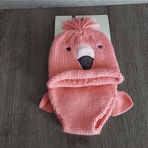 NWT Baby Girl CLOUD ISLAND Pink Flamingo Hat and Diaper Cover One Size